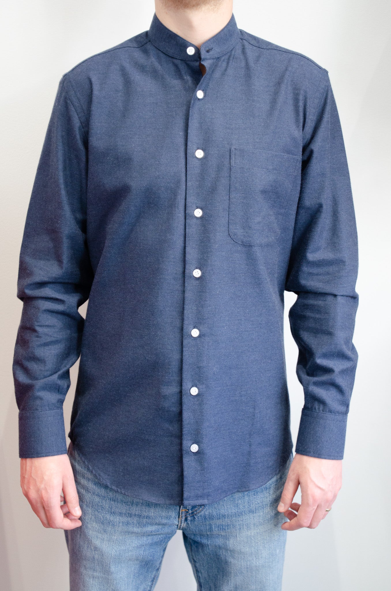 Brushed Cotton Shirt - Navy