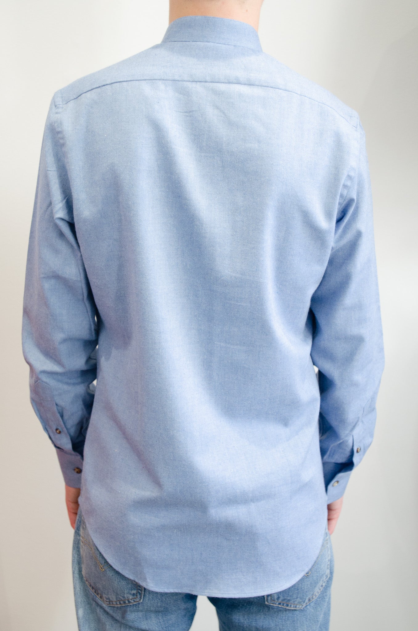 Brushed Cotton Shirt - Mid Blue