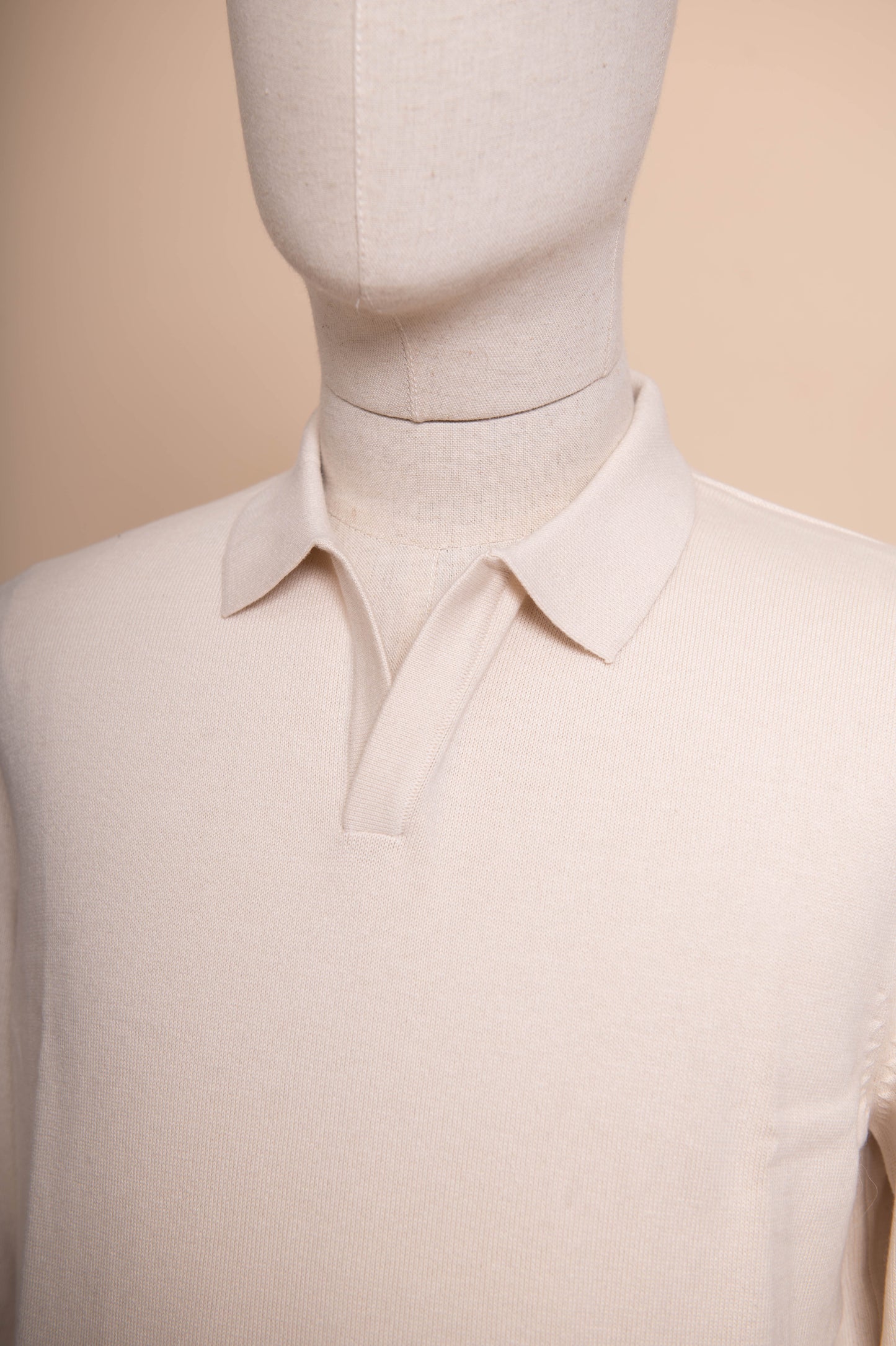Long Sleeved Knitted Polo - Ecru