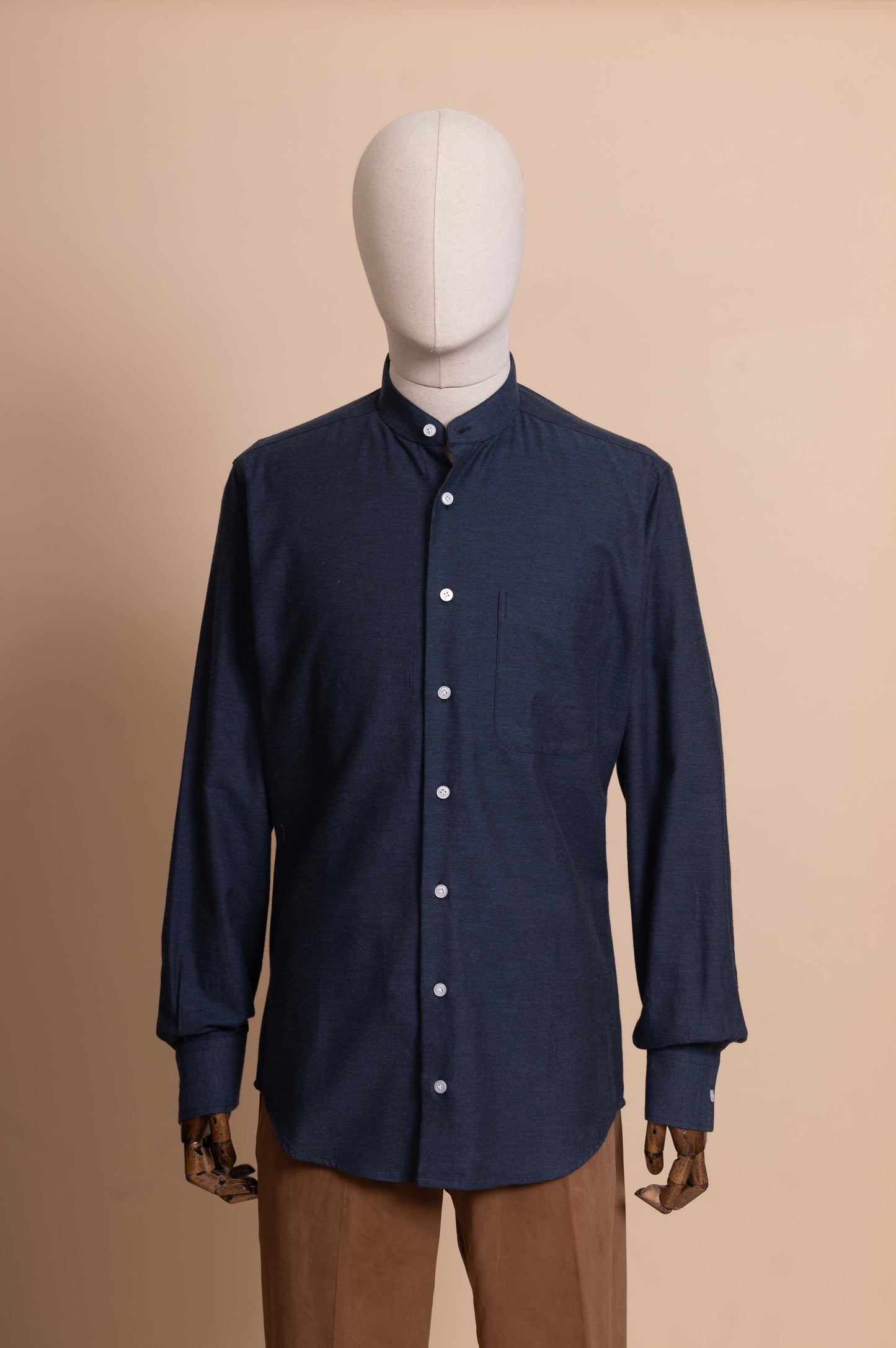 Brushed Cotton Shirt - Navy look