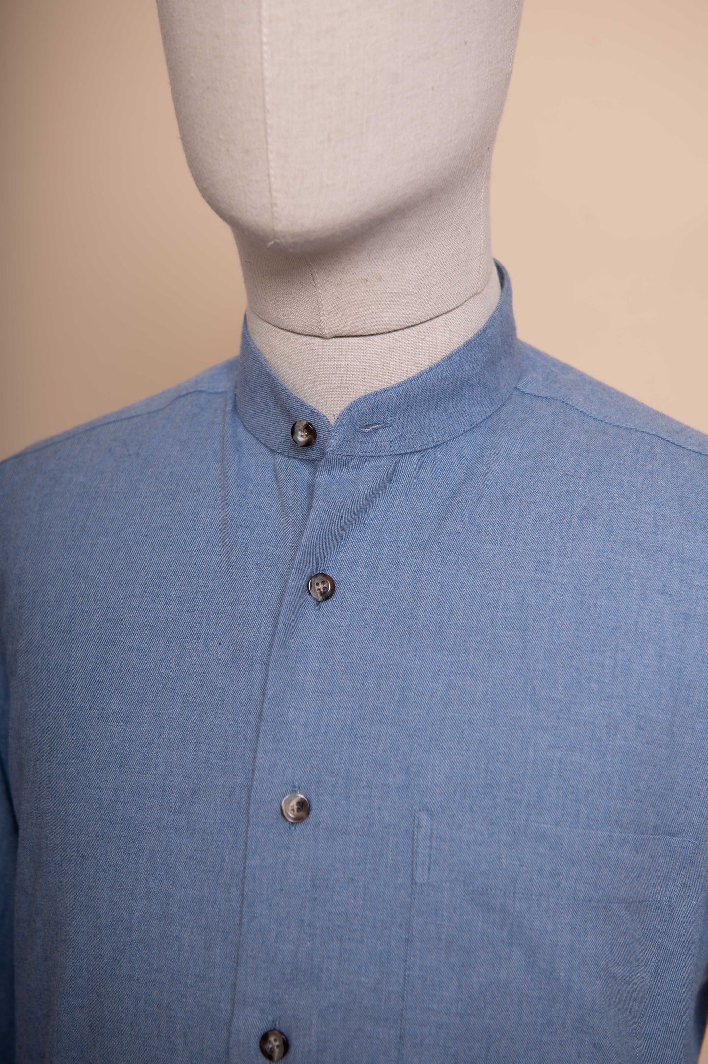 Brushed Cotton Shirt - Mid Blue